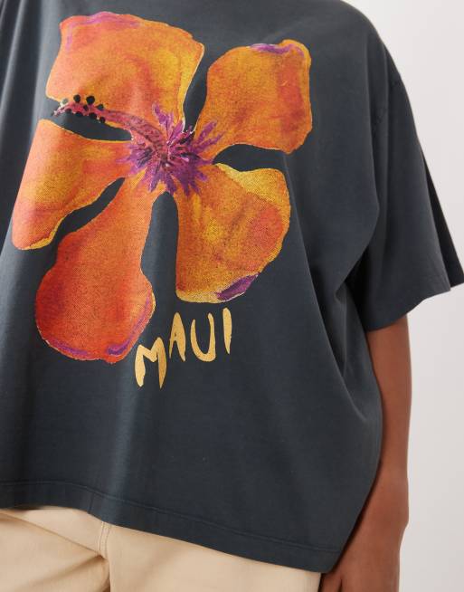 ASOS DESIGN Curve oversized t-shirt with Maui flower graphic in