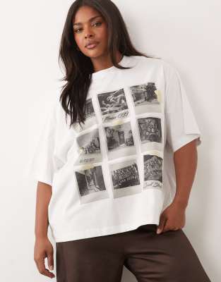 ASOS DESIGN Curve Oversized T-shirt with Mexico photographs graphic in white print 7390₽