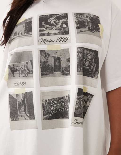 ASOS DESIGN Curve Oversized T-shirt with Mexico photographs graphic in white , 4 of 4