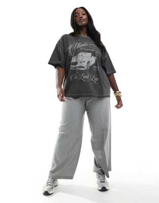 Asos Curve Asos Design Curve Oversized T Shirt With Motoring Car Graphic In Black