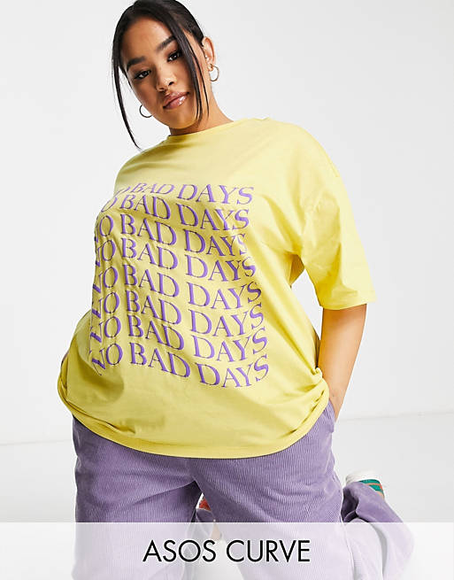  Curve oversized t-shirt with no bad days front print 