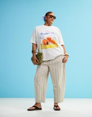 ASOS CURVE ASOS DESIGN CURVE OVERSIZED T-SHIRT WITH ORANGE JUICE GRAPHIC 
