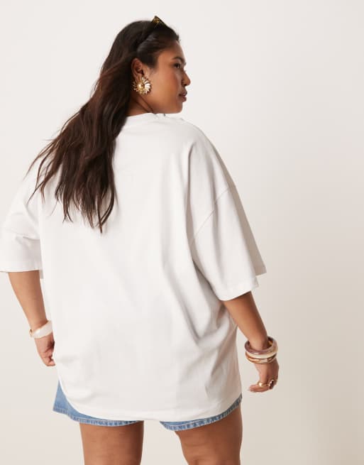 ASOS DESIGN Curve oversized T-shirt with pickle graphic in white