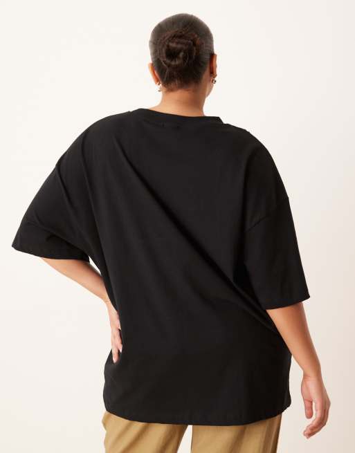 ASOS DESIGN Curve oversized T-shirt with Speak Easy martini graphic in black