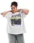 [ASOS Curve] ASOS DESIGN Curve oversized t-shirt with tennis championships graphic in ice marl-White 2XL Ice Marl