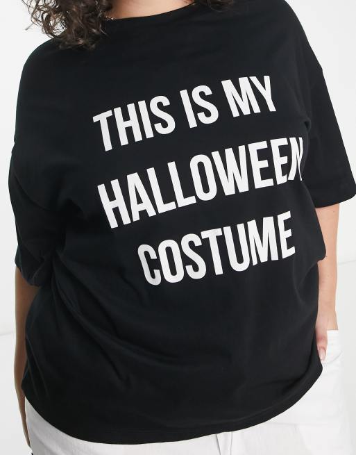 ASOS DESIGN Curve oversized t-shirt with this is my halloween costume in black, 3 of 4