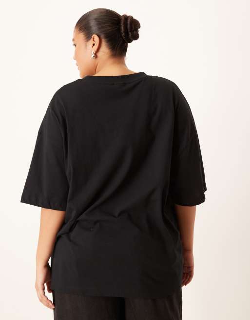 ASOS DESIGN Curve oversized T-shirt with tiger celestial graphic in black