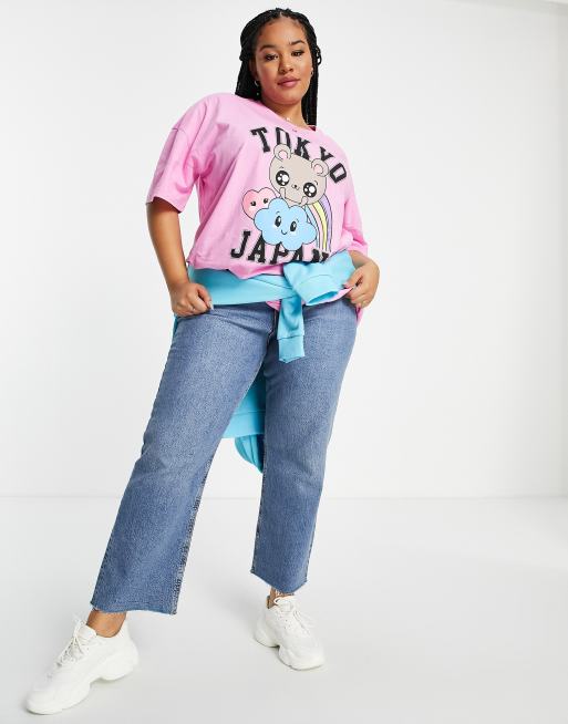 Plus Size Bright Pink Oversized T-Shirt