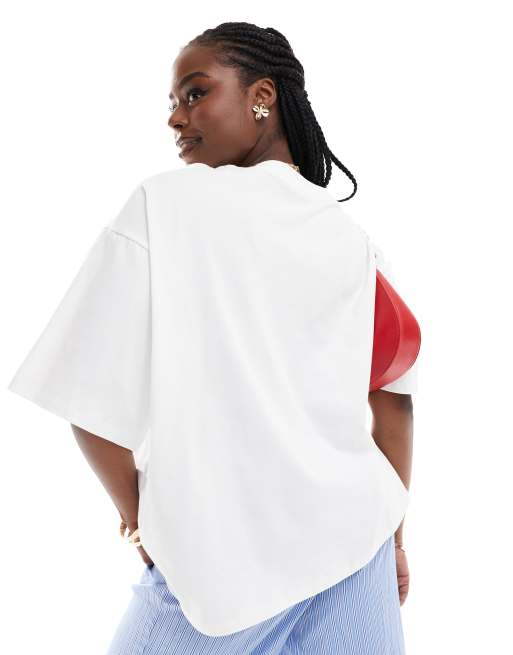 ASOS DESIGN Curve oversized t-shirt with venice beach skater photographic in white, 3 of 4