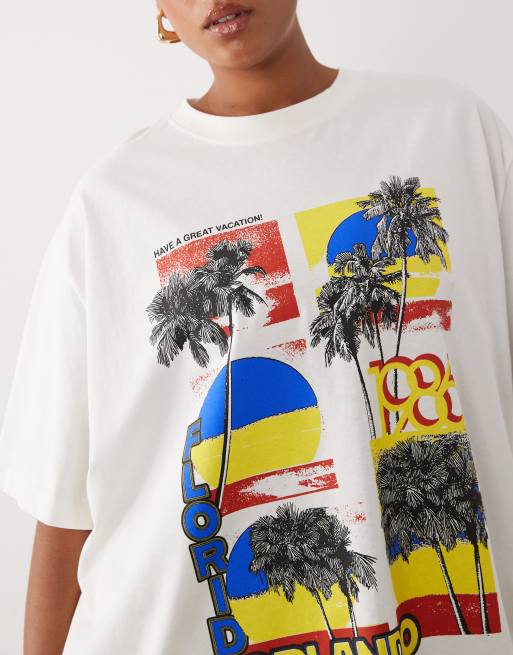 ASOS DESIGN Curve oversized t-shirt with vintage Florida Orlando graphic in cream, 2 of 4