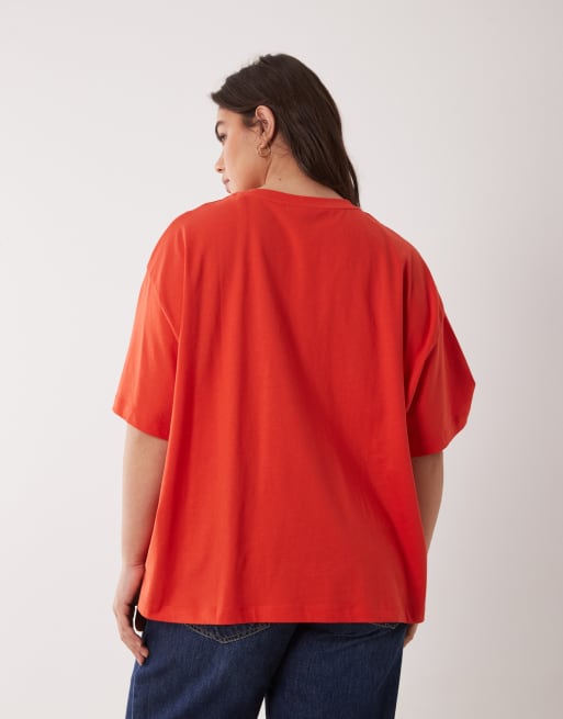 ASOS DESIGN Curve oversized t-shirt with women in power graphic in red, 3 of 4