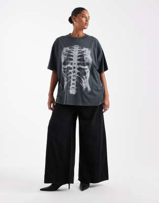 Asos Curve Asos Design Curve Oversized T-shirt With Xray Graphic In Gray