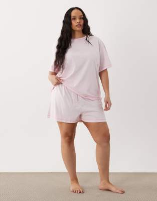 Asos Curve Asos Design Curve Oversized Tee And Shorts Pajama Set In Multi