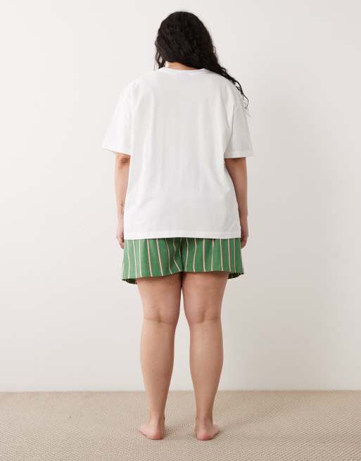 ASOS DESIGN Curve oversized tee and shorts pyjama set with strawberry graphic, 2 of 4