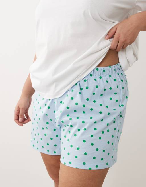 ASOS DESIGN Curve oversized tee and shorts pyjama set with tomato graphic in blue, 3 of 4
