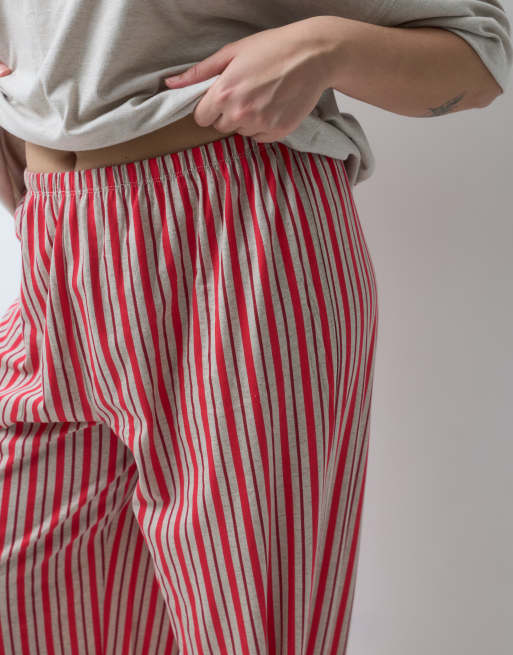 ASOS DESIGN Curve oversized tee and wide leg pyjama set with tea graphic in oatmeal, 5 of 5