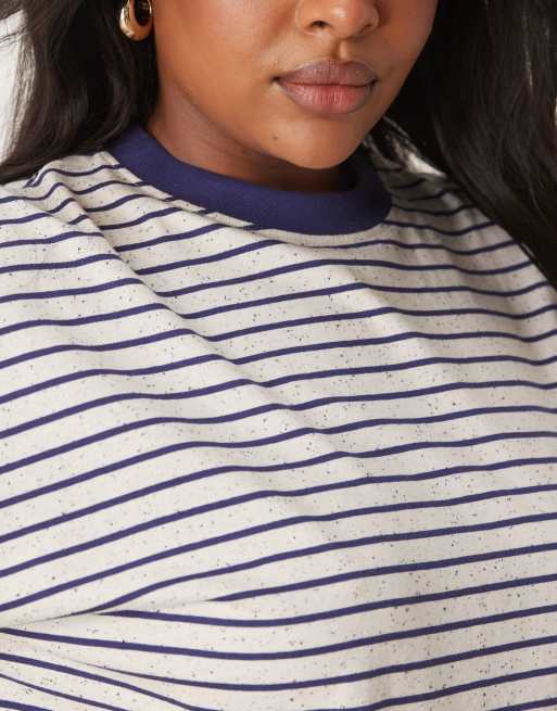 ASOS DESIGN Curve oversized tee in neppy stripe
