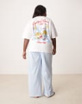 [ASOS Curve] ASOS DESIGN Curve oversized tee & wide leg pants in breakfast lovers print-White L White