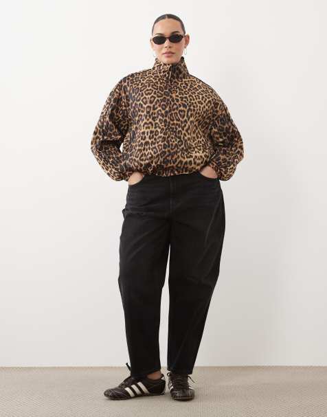 ASOS DESIGN Curve oversized track jacket in leopard - view 1