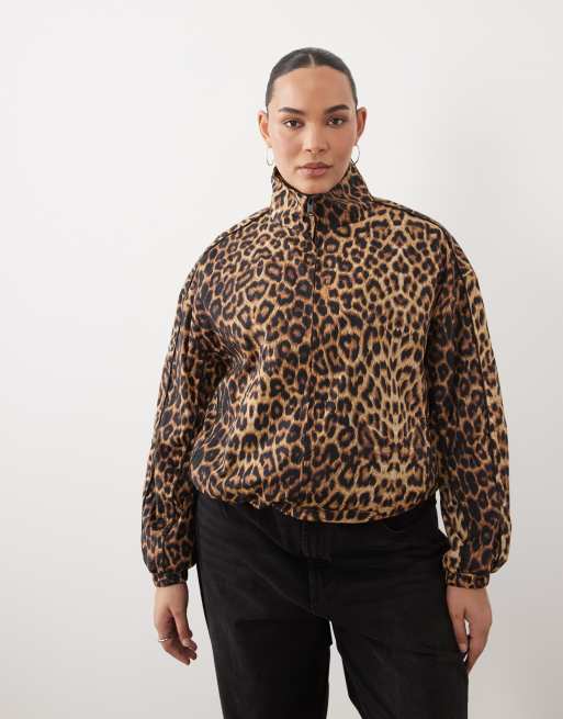 ASOS DESIGN Curve oversized track jacket in leopard, 2 of 4