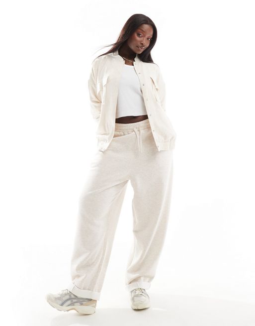 FhyzicsShops DESIGN Curve oversized trackies with turnback hem detail in oatmeal marl