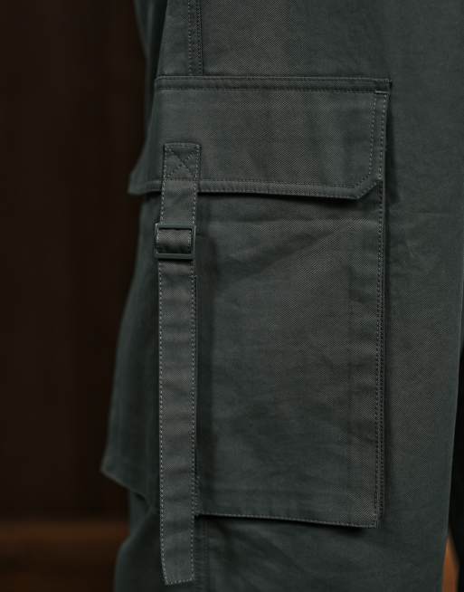 ASOS DESIGN Curve oversized utility pull-on pants with tab detail in khaki