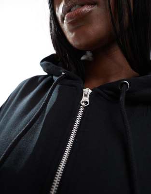 ASOS DESIGN Curve oversized zip through hoodie in black | ASOS