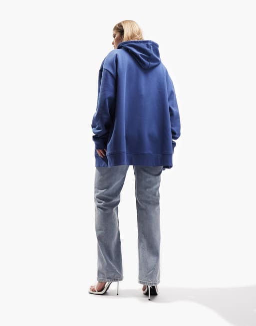 ASOS Design Curve Oversized Zip Through Hoodie in Navy