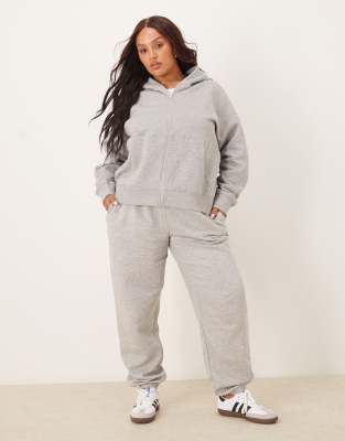 Asos Curve Asos Design Curve Oversized Zip Up Brushback Hoodie In Gray