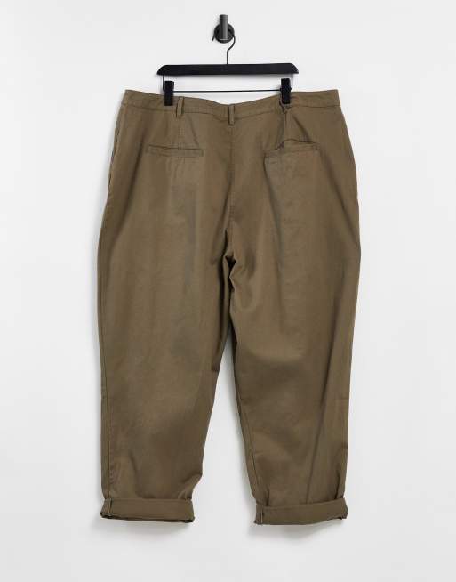 ASOS DESIGN ovoid pleat front peg pants in khaki