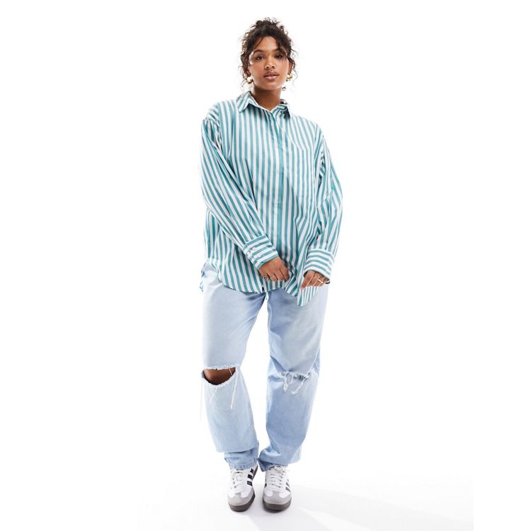 Men's blue and white striped Oxford cotton lounge pants