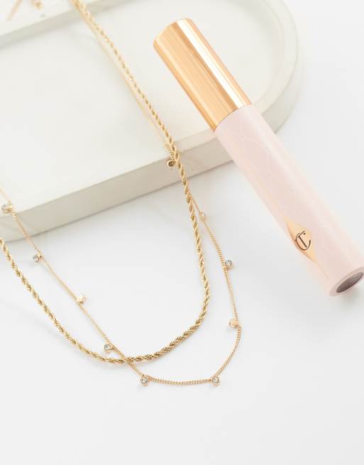 ASOS DESIGN Curve - pack de 2 collares con cadena retorcida y detalle de strass en tono dorado, 2 de 4