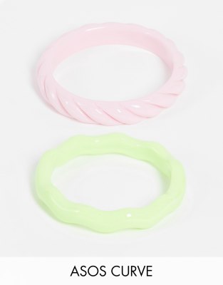 ASOS DESIGN Curve pack of 2 bangle bracelet in twist plastic