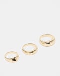 [ASOS Curve] ASOS DESIGN Curve pack of 3 minimal bubble rings in gold tone L/XL gold