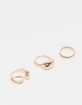 [ASOS Curve] ASOS DESIGN Curve pack of 3 simple wrap around rings in gold tone L/XL Gold