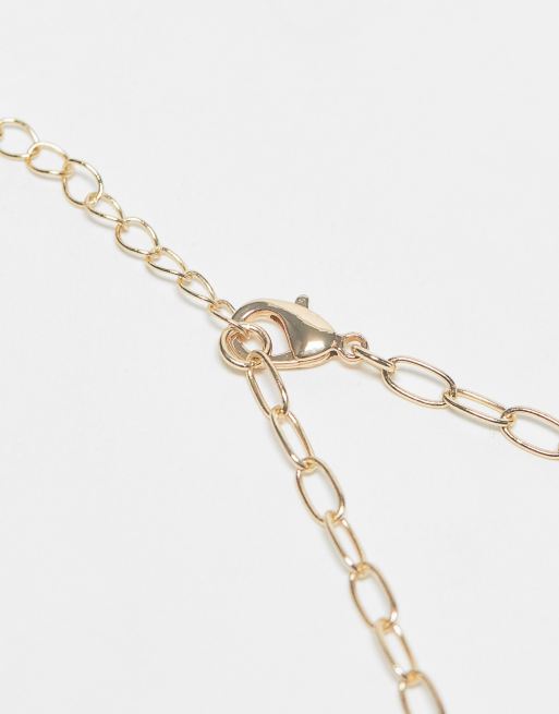 ASOS DESIGN Curve pack of 4 anklets with chain design in gold tone, 3 of 4