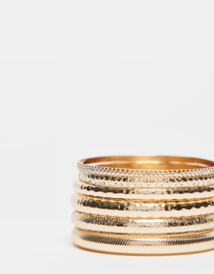 Asos Curve Asos Design Curve Pack Of 6 Bracelets In Gold
