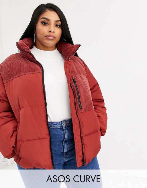 Asos design cord padded jacket sale