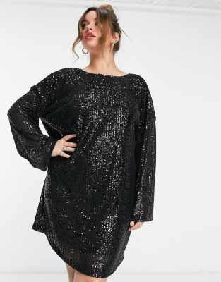 asos sequin long sleeve dress