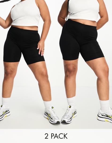 ASOS DESIGN Curve - Pakke med 2 par basis-leggingshorts i sort - view 1