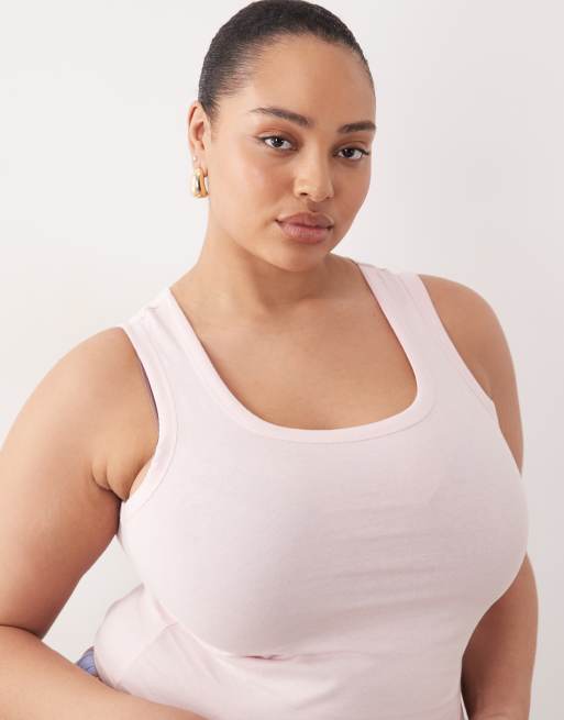 ASOS DESIGN Curve - Pakke med 2 pyjamasoverdele i mink/pink, 3 af 4