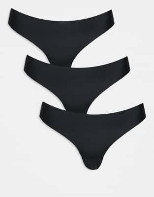 ASOS DESIGN Curve - Pakke med 3 sorte usynlige G-strenge - view 1
