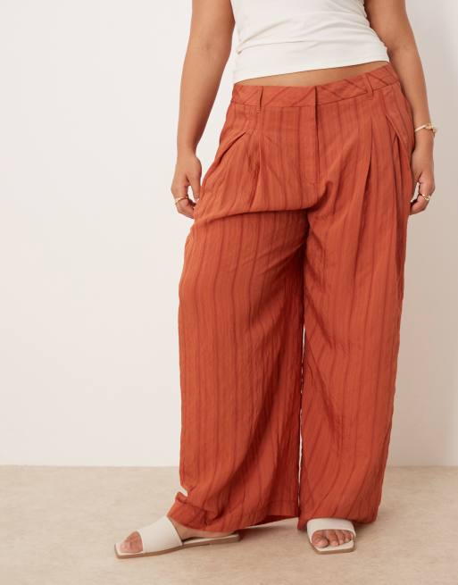 ASOS DESIGN Curve palazzo striped pants in rust