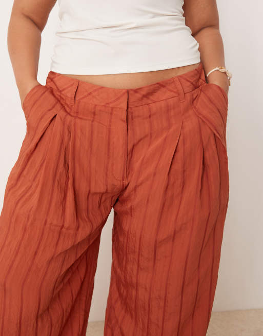ASOS DESIGN Curve palazzo striped pants in rust