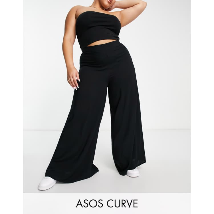 ASOS DESIGN Curve palazzo pants in black