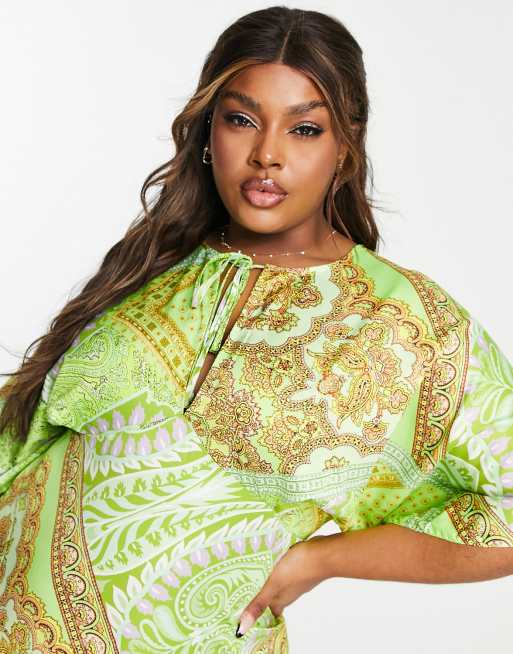 Green scarf 2025 print dress