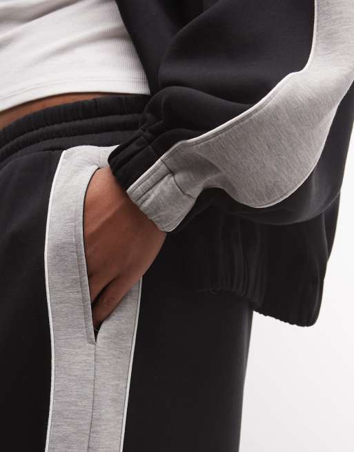 ASOS DESIGN Curve panelled jogger in black & grey scuba-style fabric, 2 of 5