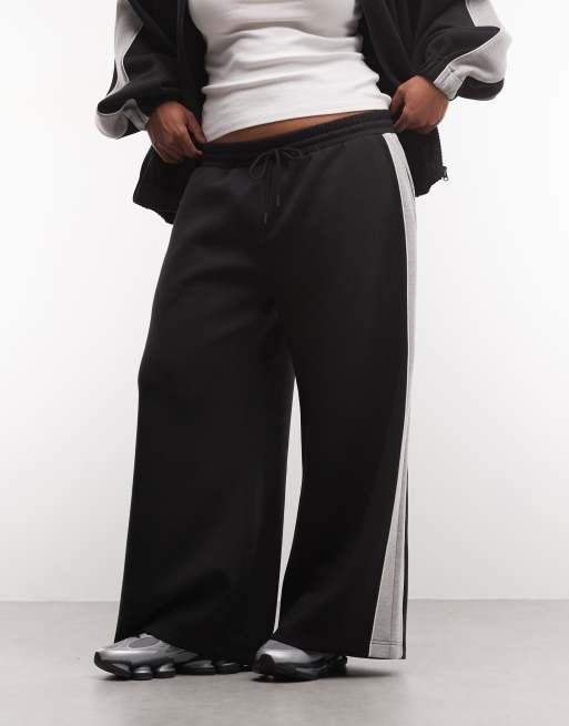 ASOS DESIGN Curve panelled trackies in black & grey scuba-style fabric, 3 of 5