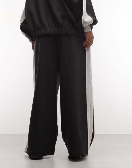 ASOS DESIGN Curve panelled trackies in black & grey scuba-style fabric, 5 of 5