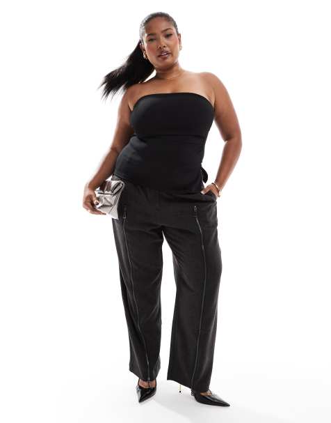 ASOS DESIGN Curve - Pantalon ajusté avec fermeture éclair sur les jambes - Anthracite - view 1